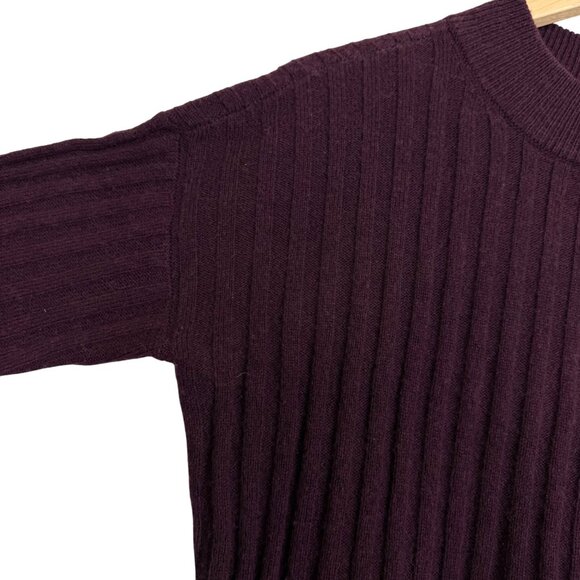Madewell Wool Cropped Sweater Sz Small Mock Neck Long Sleeve Ribbed Maroon - Picture 4 of 7